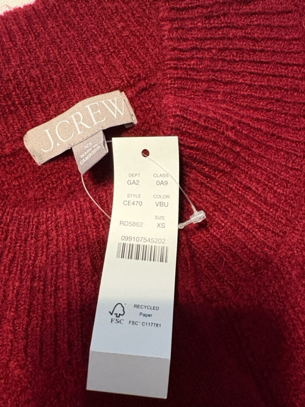J. Crew Relaxed Milano Stitch Cardigan Size Small Red Oversized Alpaca Wool NWT - Picture 6 of 9
